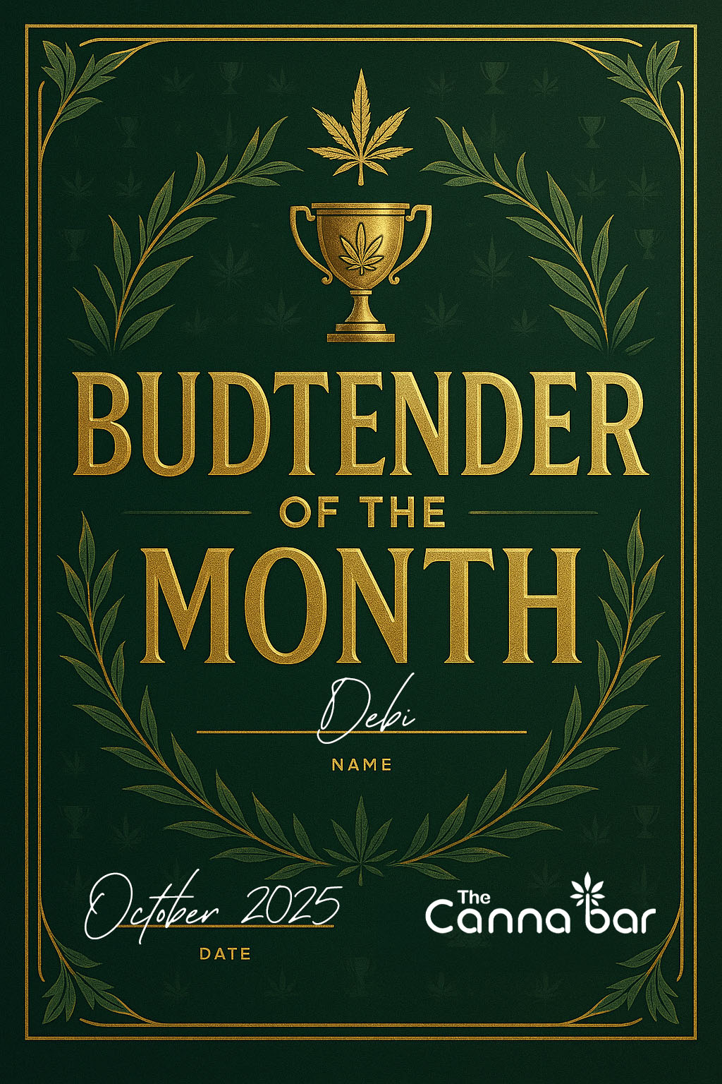 Budtender of the Month Certificate - Debi